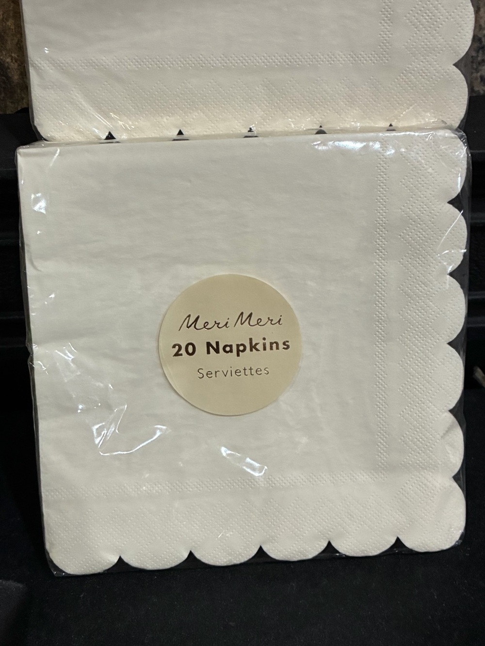 Meri Meri Party Napkins With Scalloped Edges White 2 Packs of 20 13"x13" New
